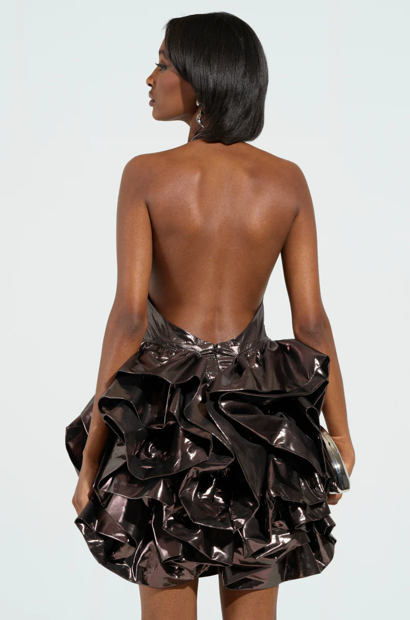 LIFE OF THE PARTY METALLIC MINI DRESS - Image 4