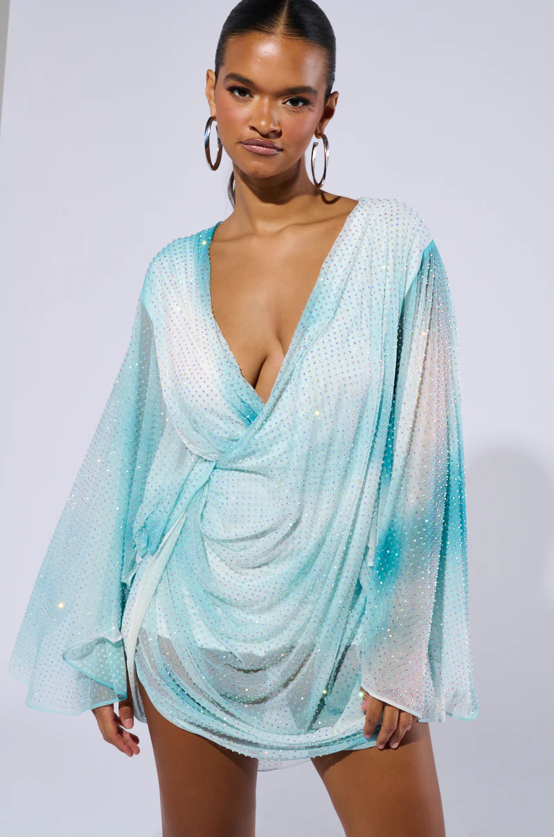 LIFE'S A BREEZE MESH MINI DRESS WITH RHINESTONES - Image 3