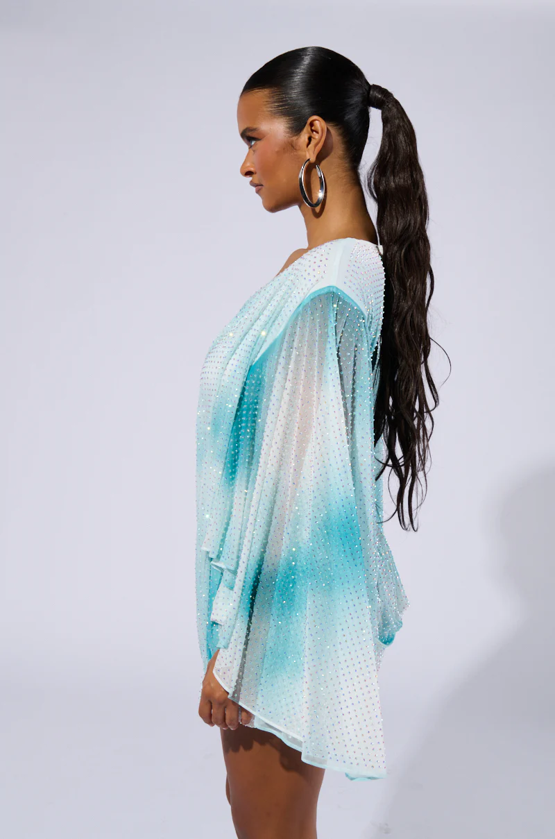 LIFE'S A BREEZE MESH MINI DRESS WITH RHINESTONES - Image 5
