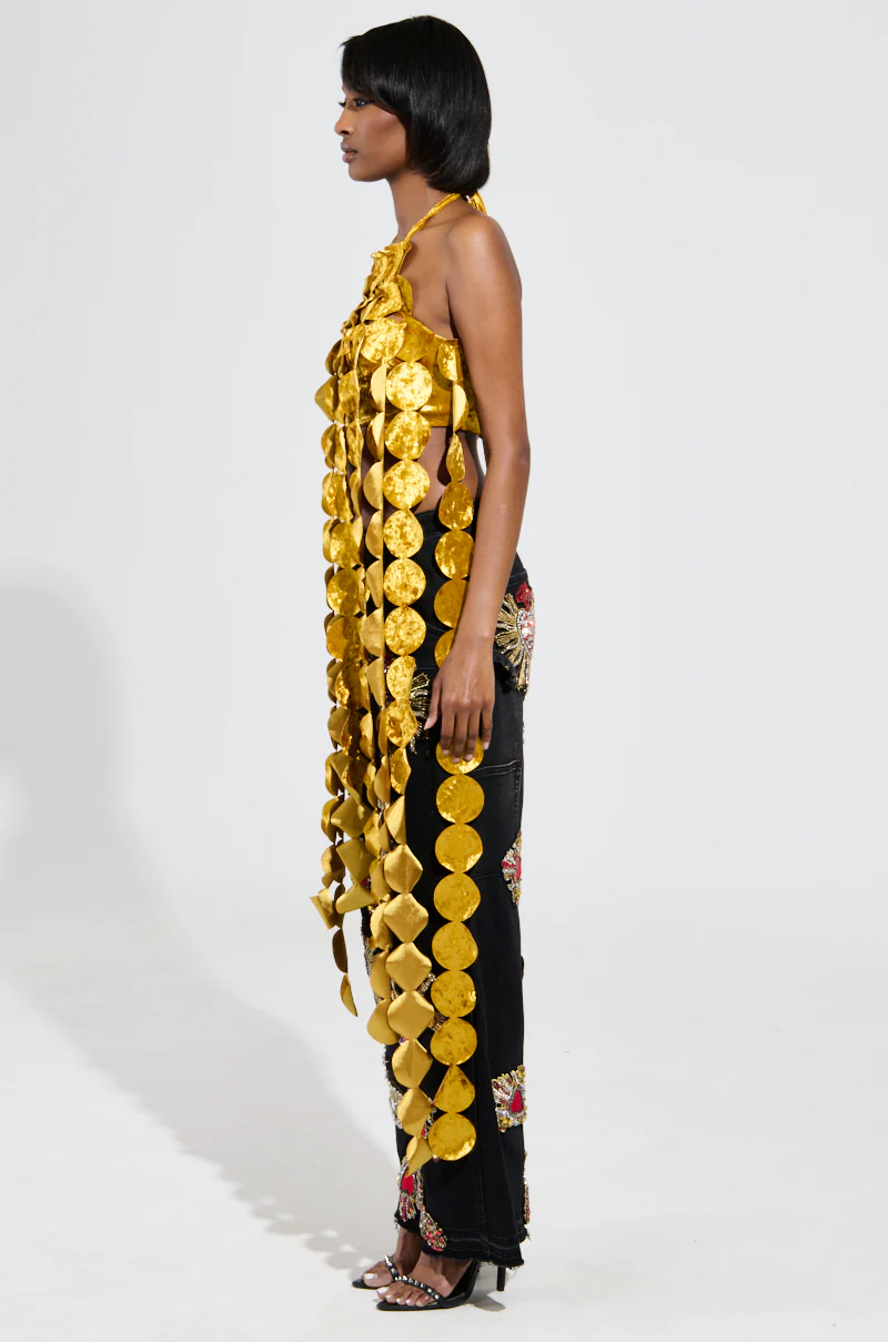 LIGHTS FLASHING HALTER TIE NECK TOP - Image 4