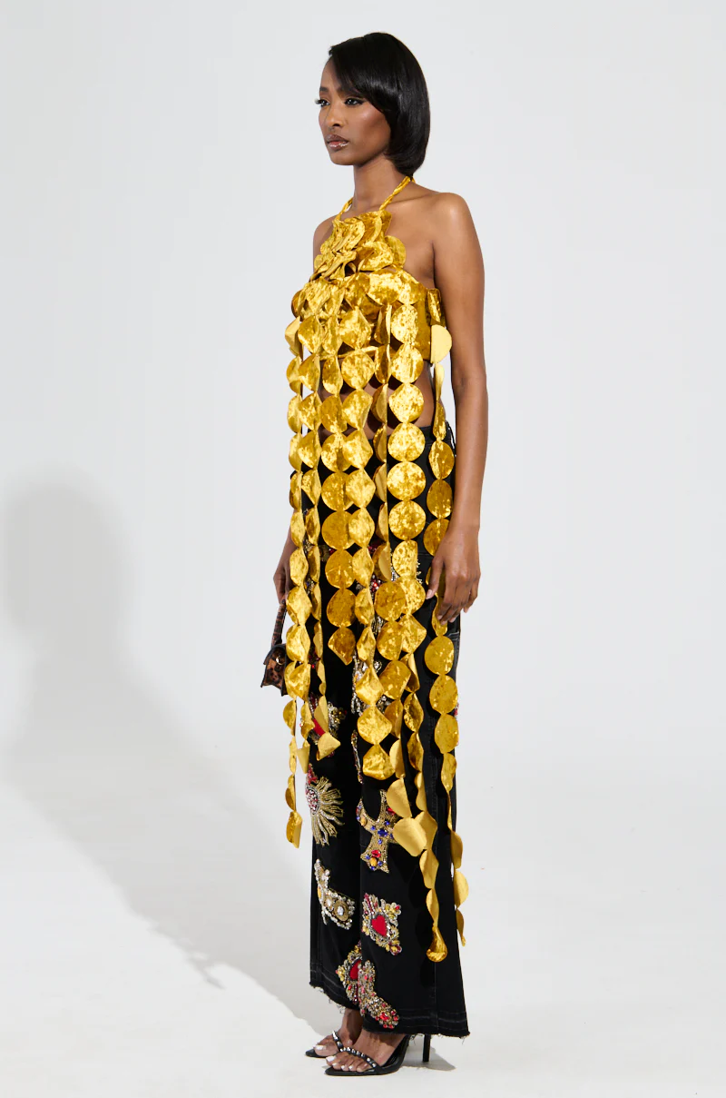 LIGHTS FLASHING HALTER TIE NECK TOP - Image 5