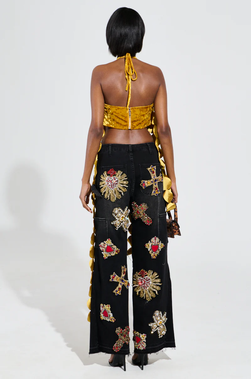 LIGHTS FLASHING HALTER TIE NECK TOP - Image 6