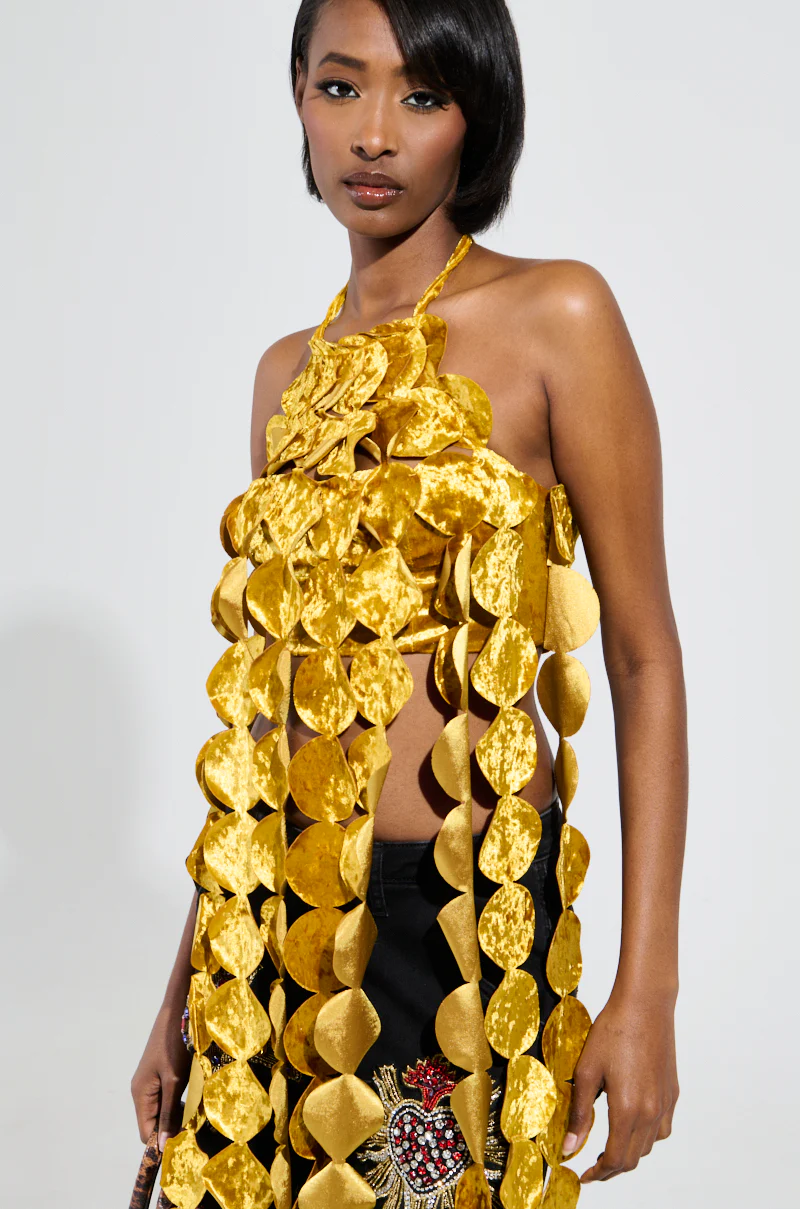 LIGHTS FLASHING HALTER TIE NECK TOP - Image 7