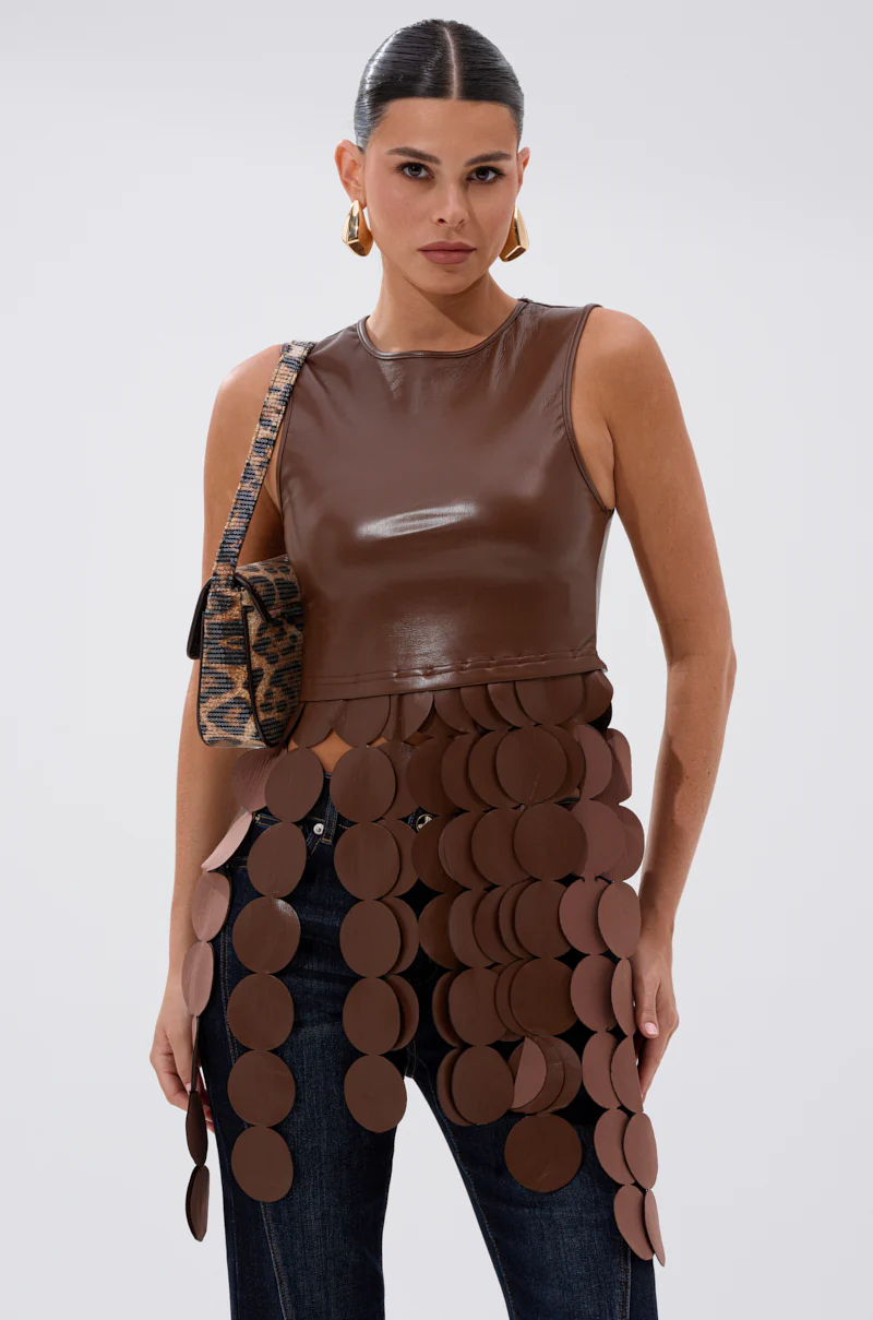 LIGHTS FLASHING FAUX LEATHER TOP - Image 2