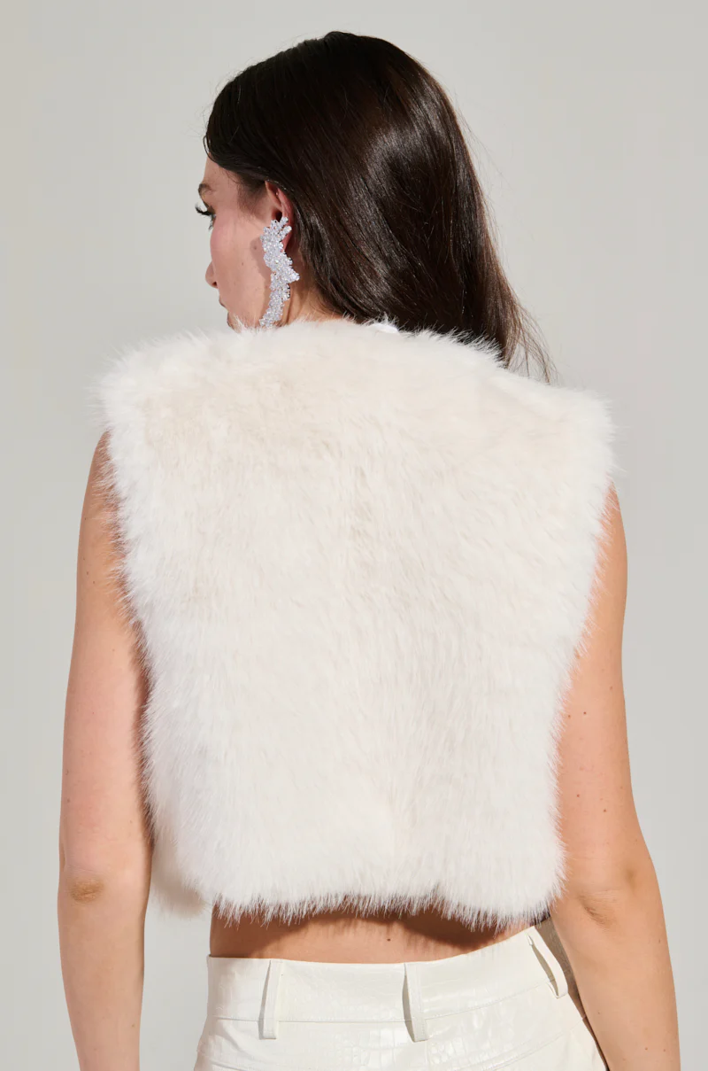 LIGHTS OUT FAUX FUR VEST IN WHITE - Image 4