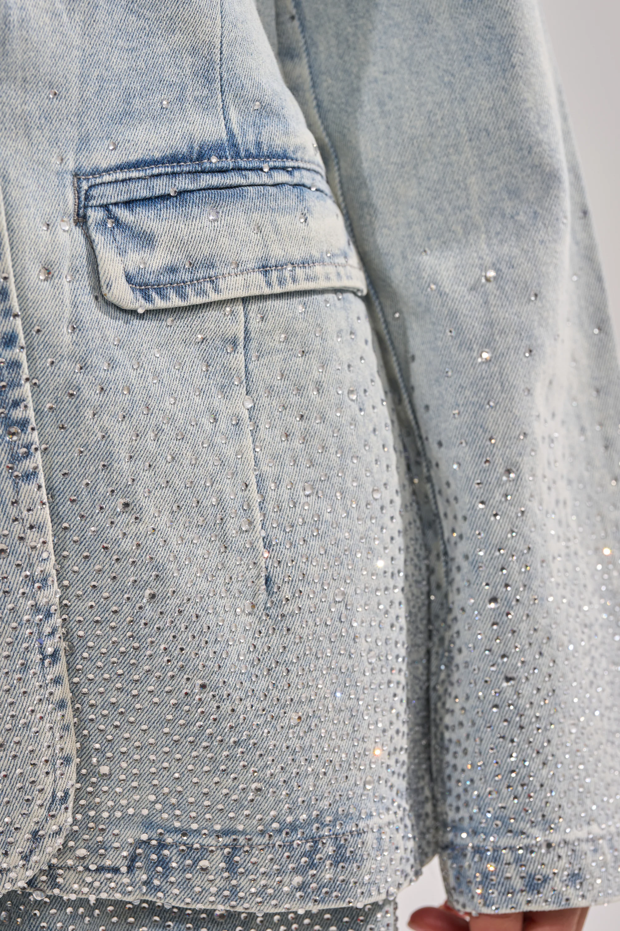 LIGHTS OUT RHINESTONE DENIM BLAZER - Image 8
