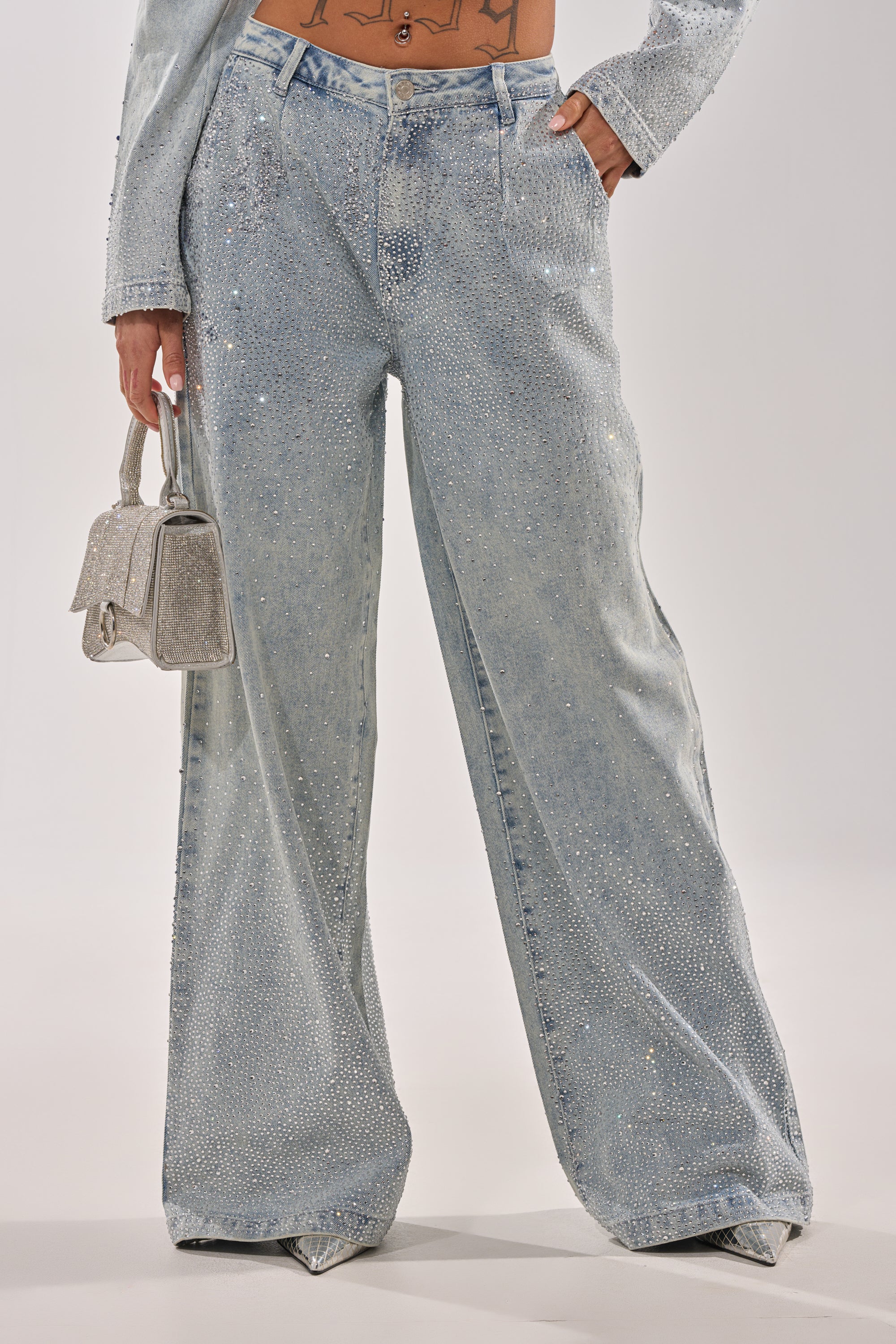 LIGHTS OUT RHINESTONE WIDE LEG DENIM - Image 3
