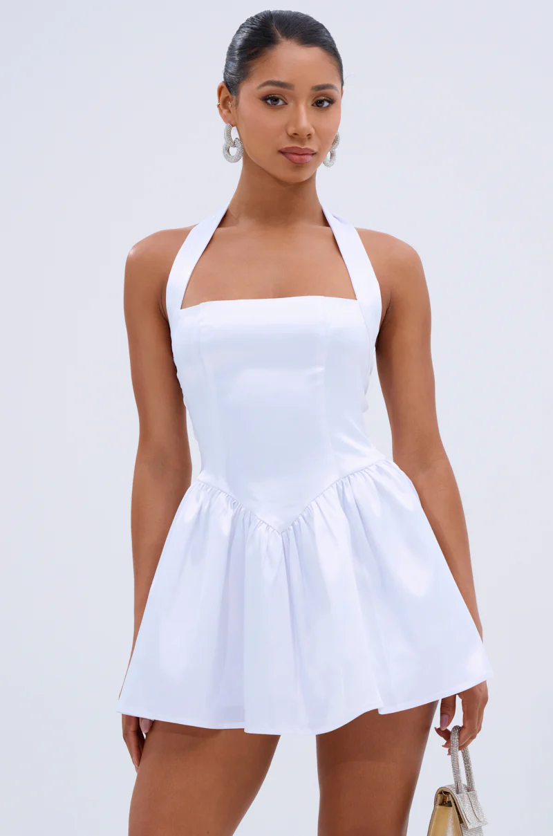 LIKE DAYLIGHT SATIN MINI DRESS IN WHITE - Image 2
