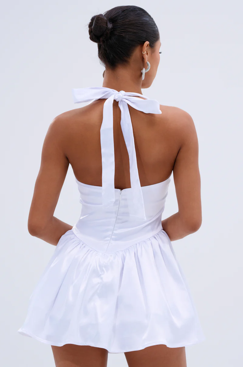 LIKE DAYLIGHT SATIN MINI DRESS IN WHITE - Image 4