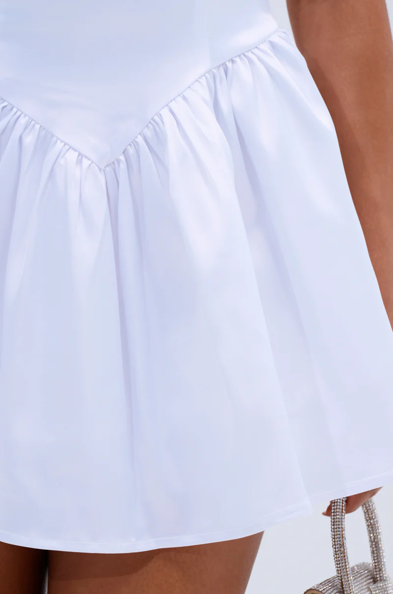 LIKE DAYLIGHT SATIN MINI DRESS IN WHITE - Image 6