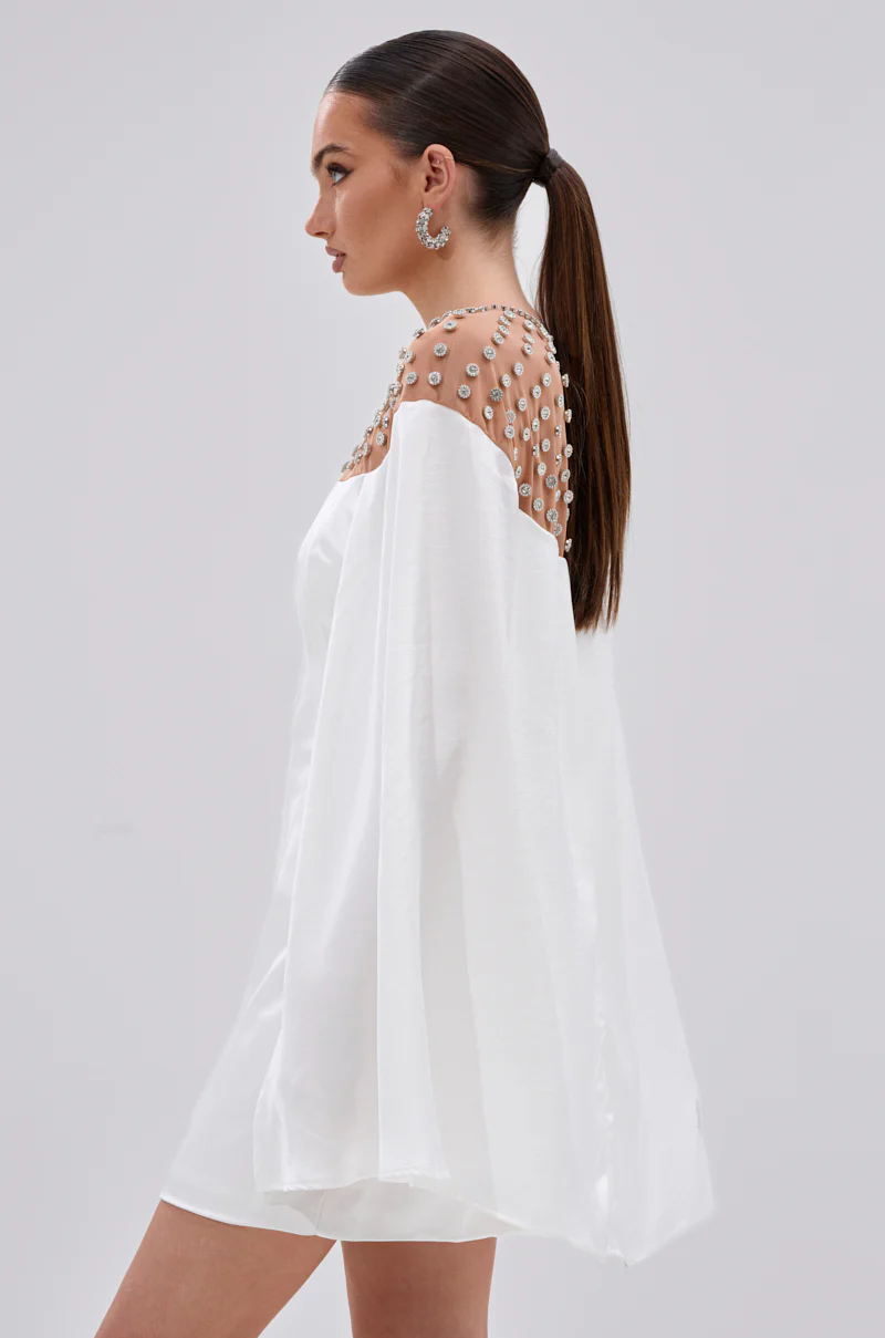 LILA SATIN MINI DRESS WITH RHINESTONES - Image 4