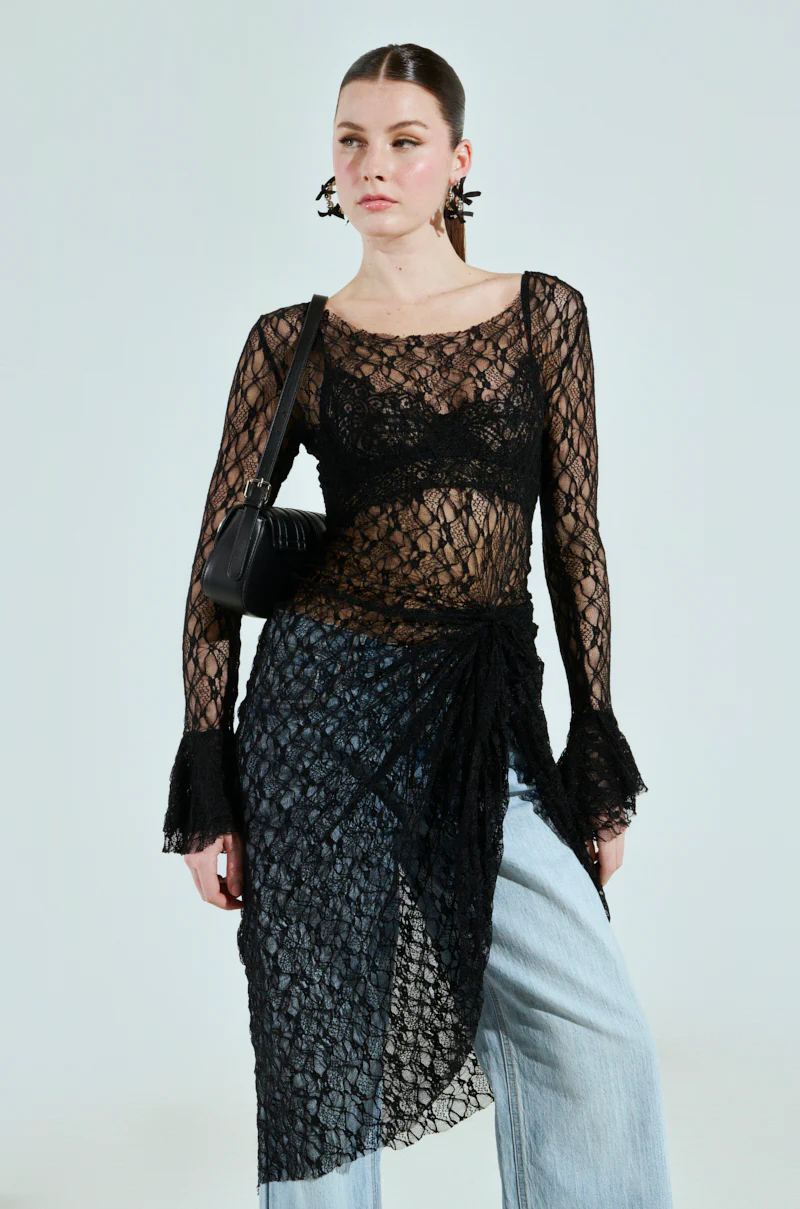 LILY LACE BLOUSE IN BLACK - Image 3