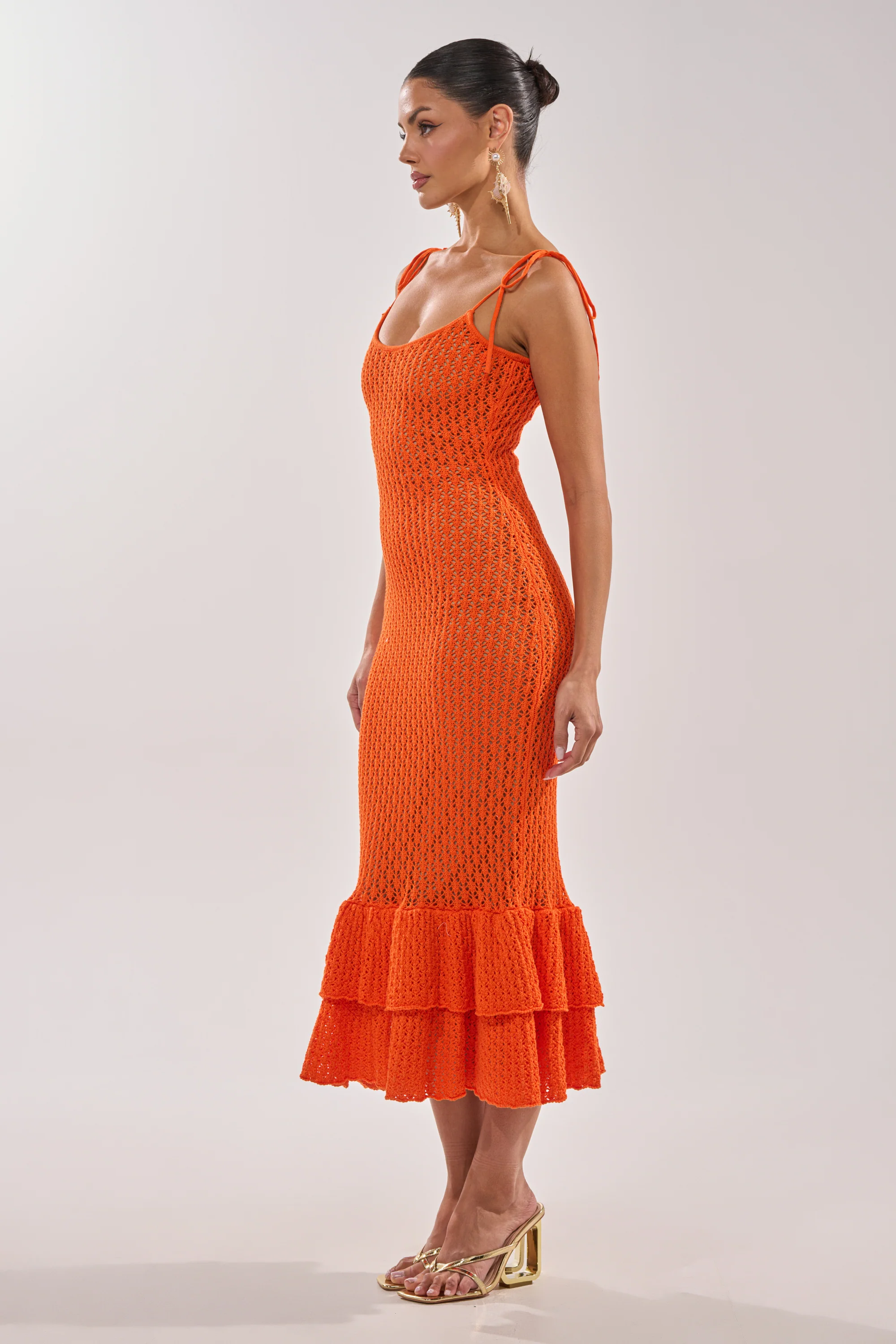 LINSEY MAXI KNIT DRESS IN ORANGE - Image 4
