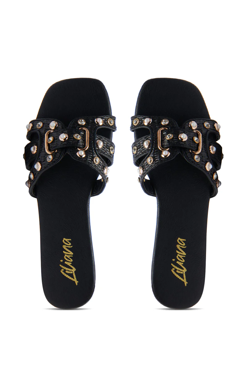 LISA BLACK EMBELLISHED SLIP ON SANDAL - Image 3