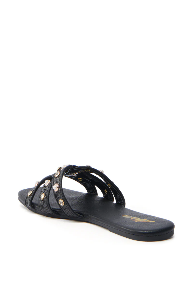 LISA BLACK EMBELLISHED SLIP ON SANDAL - Image 6