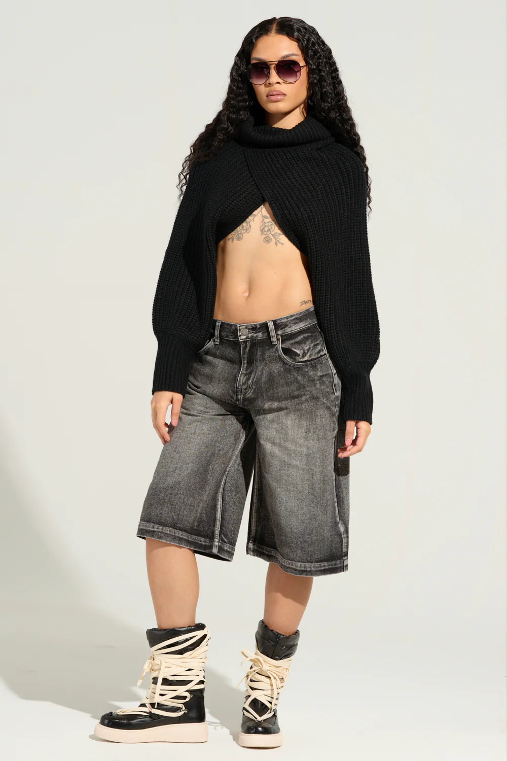 LITERAL PERFECTION BLACK DENIM BERMUDA SHORTS - Image 11
