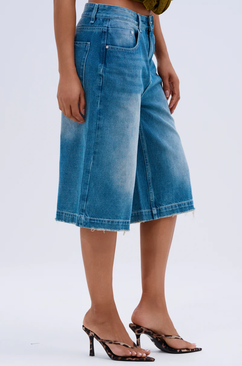 LITERAL PERFECTION BLUE DENIM BERMUDA SHORTS - Image 2