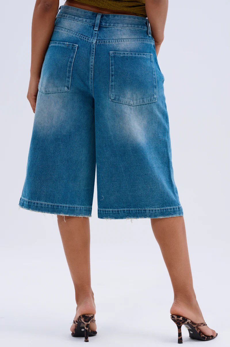 LITERAL PERFECTION BLUE DENIM BERMUDA SHORTS - Image 3