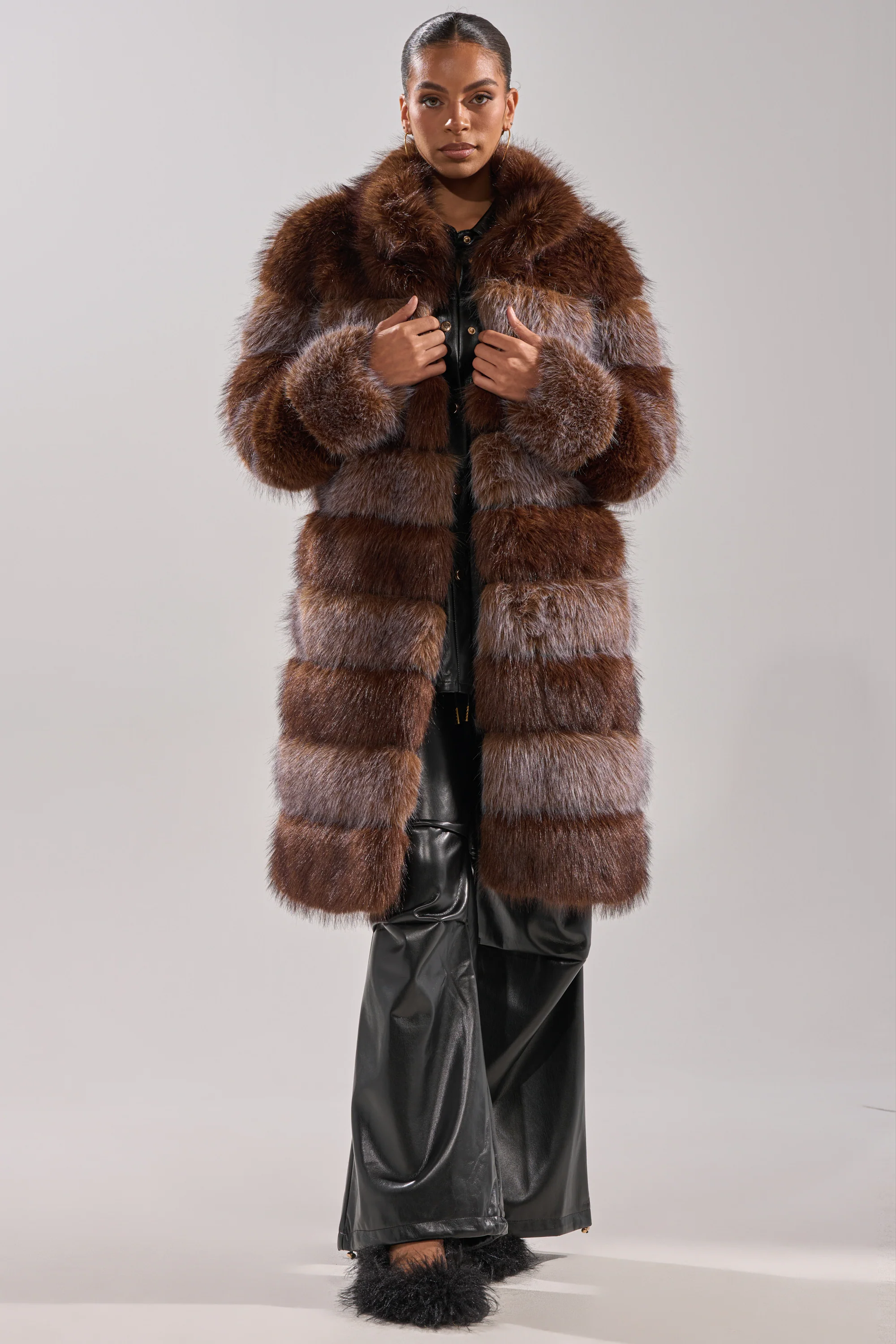 LITTLE BIT OF SPICE PANELED FAUX FUR COAT - Image 8