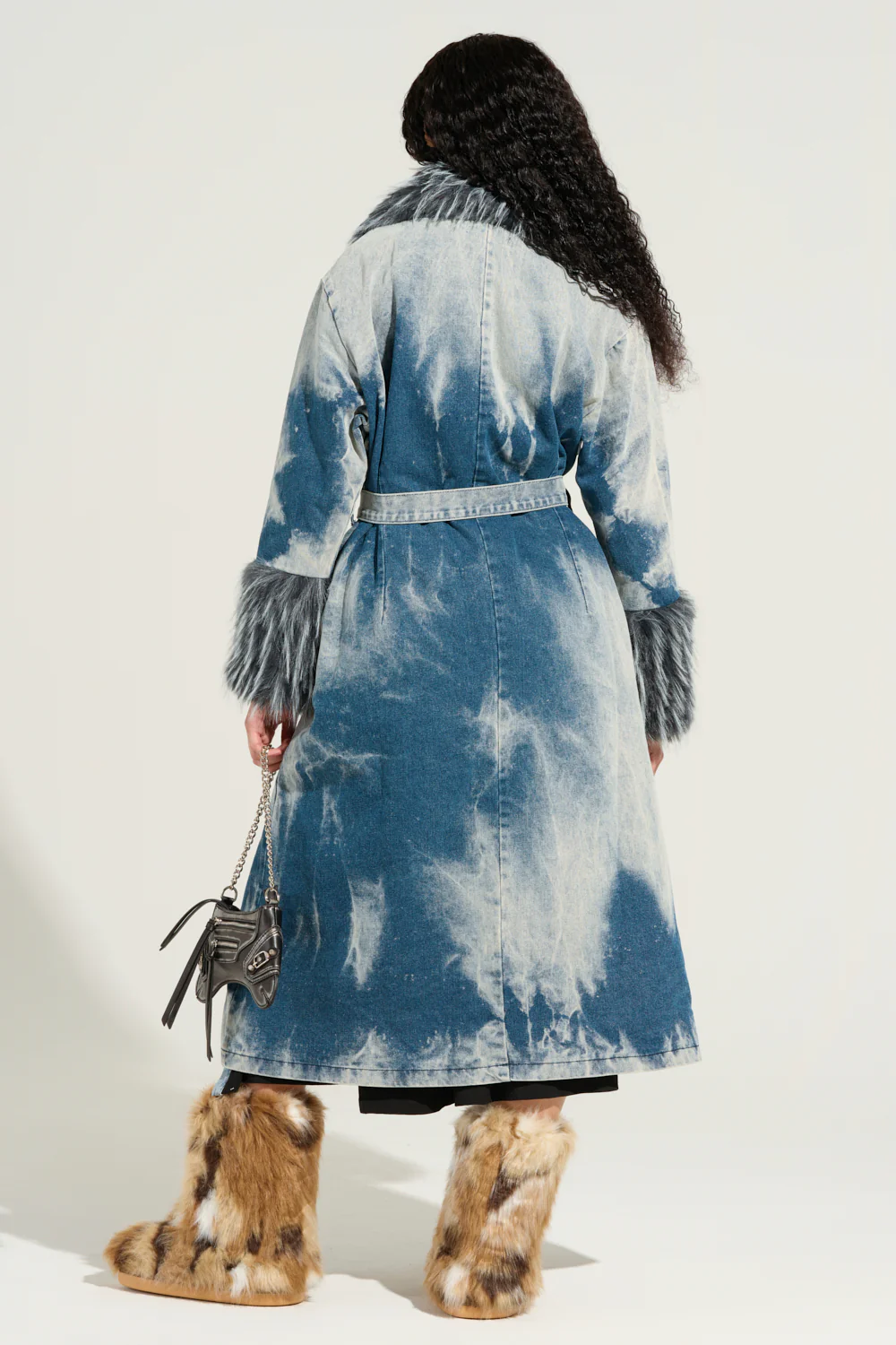 LIV FUR TRIM DENIM TRENCH - Image 7