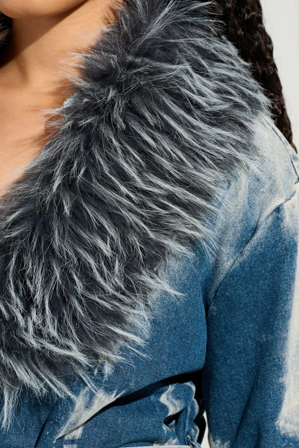 LIV FUR TRIM DENIM TRENCH - Image 8