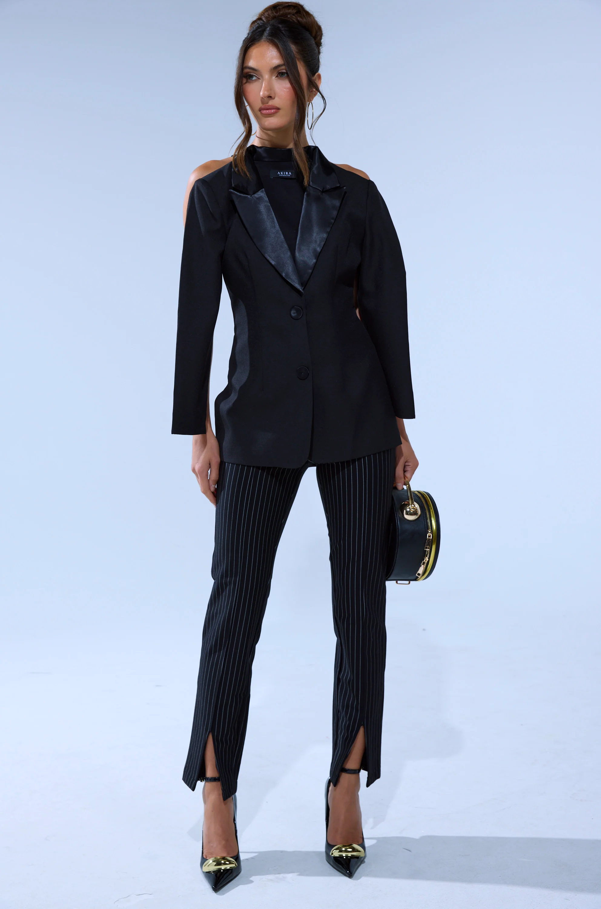 LIVI STRETCHY PINSTRIPE SKINNY PANTS WITH SLITS - Image 7