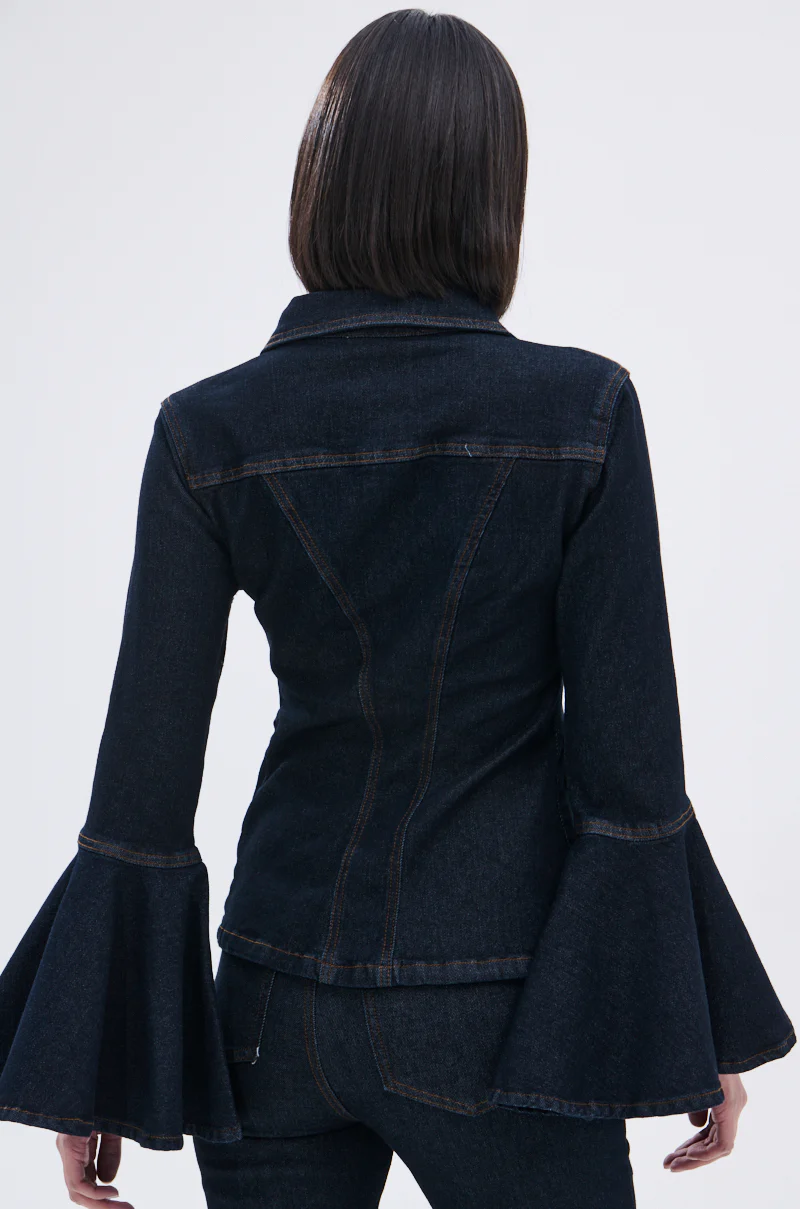 LIVIN' EXTRA FLARE SLEEVE DENIM BUTTON DOWN - Image 4