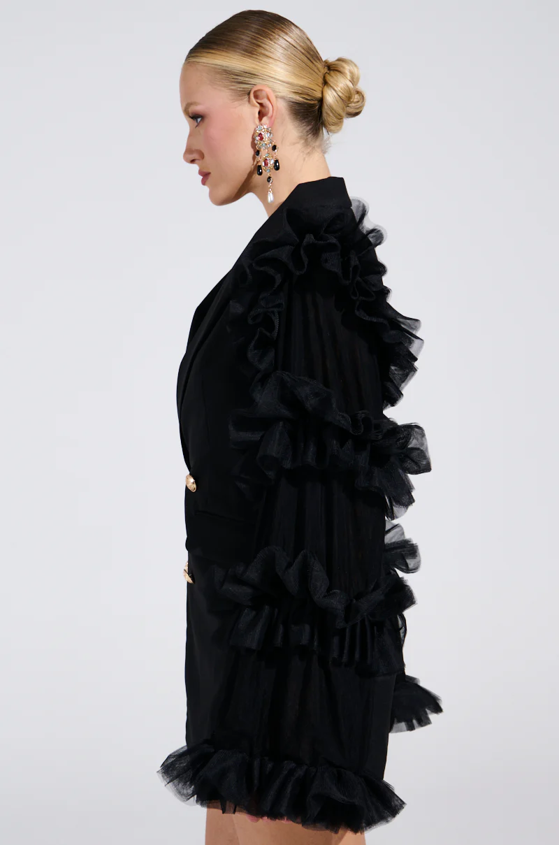 LIVING OVER THE TOP RUFFLE SLEEVE BLAZER MINI DRESS - Image 4