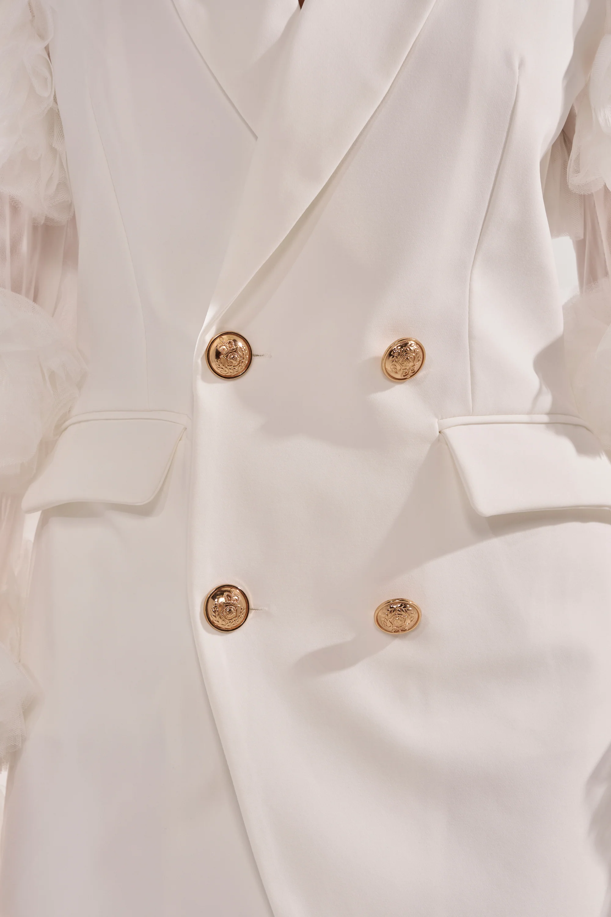 LIVING OVER THE TOP RUFFLE SLEEVE BLAZER MINI DRESS IN WHITE - Image 8