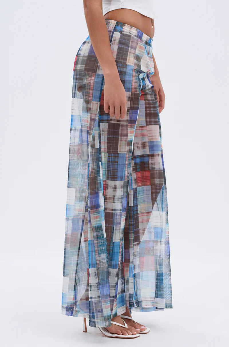 LIVING THE LIFE PLAID MESH PALAZZO PANT - Image 4