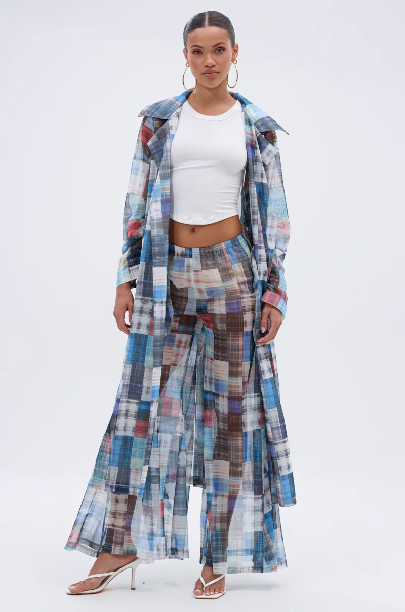 LIVING THE LIFE PLAID MESH TRENCH - Image 2