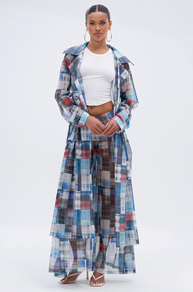 LIVING THE LIFE PLAID MESH TRENCH - Image 6