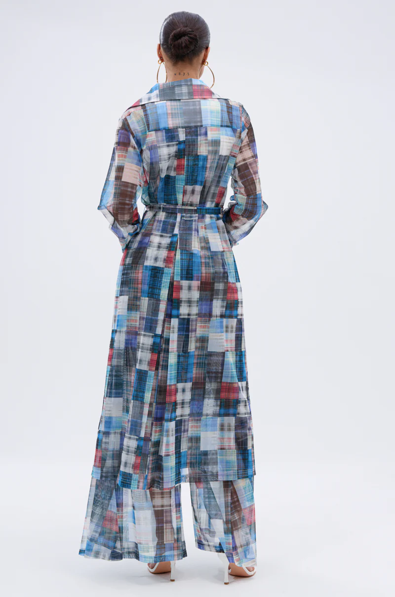 LIVING THE LIFE PLAID MESH TRENCH - Image 8