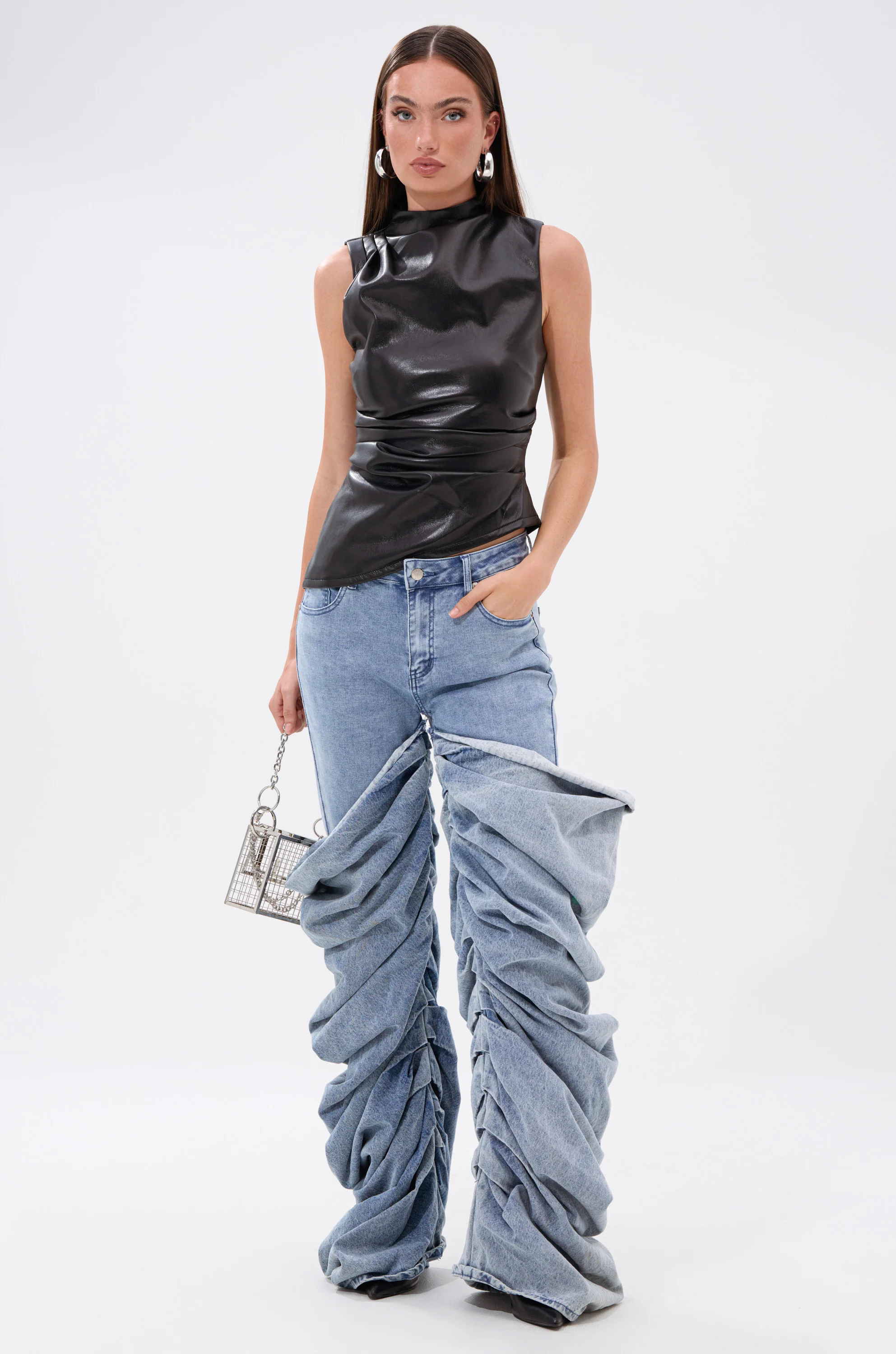 LOCKED AND LOADED FAUX LEATHER BLOUSE - Image 5