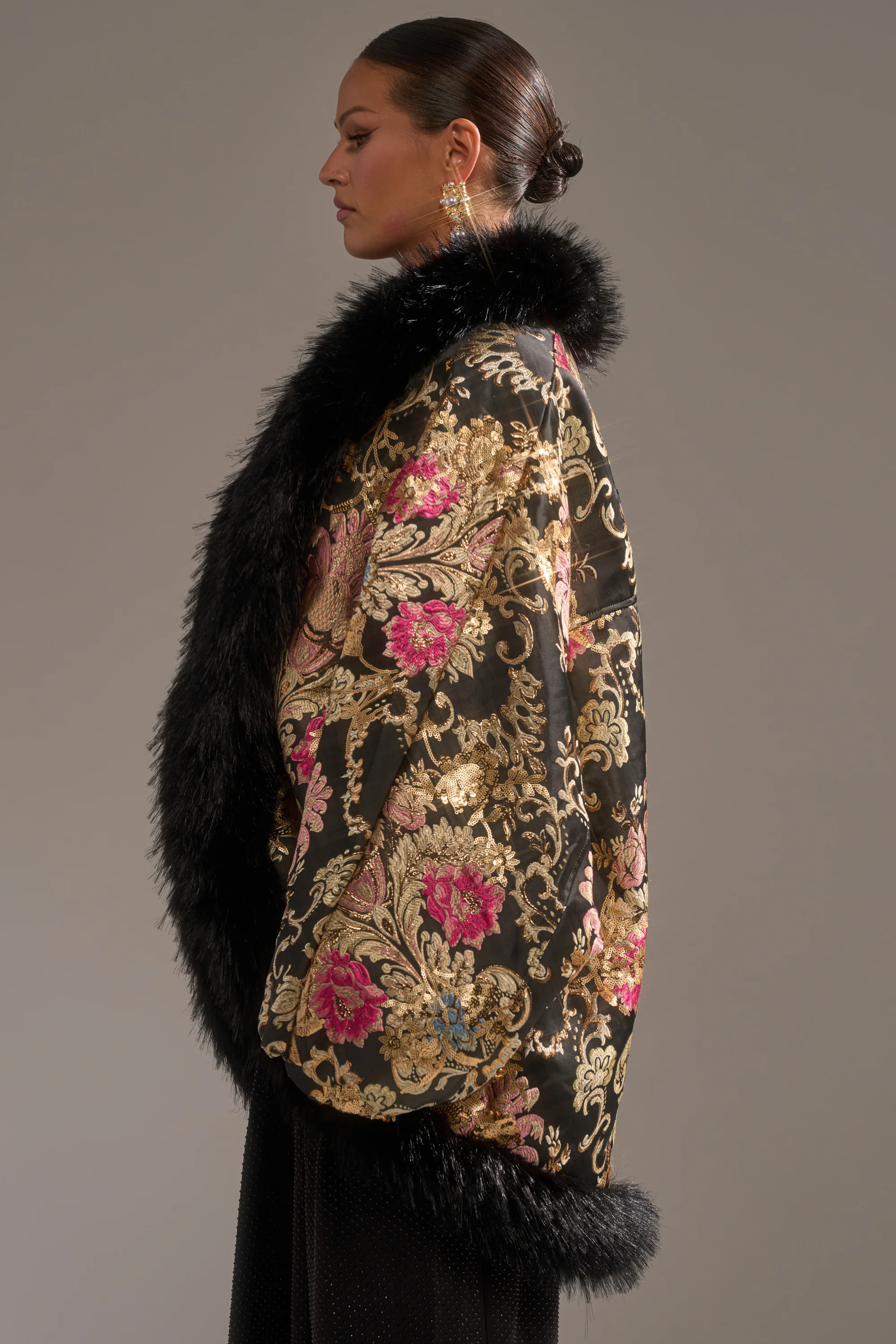 LOLA COCOON COAT IN BROCADE - Image 5