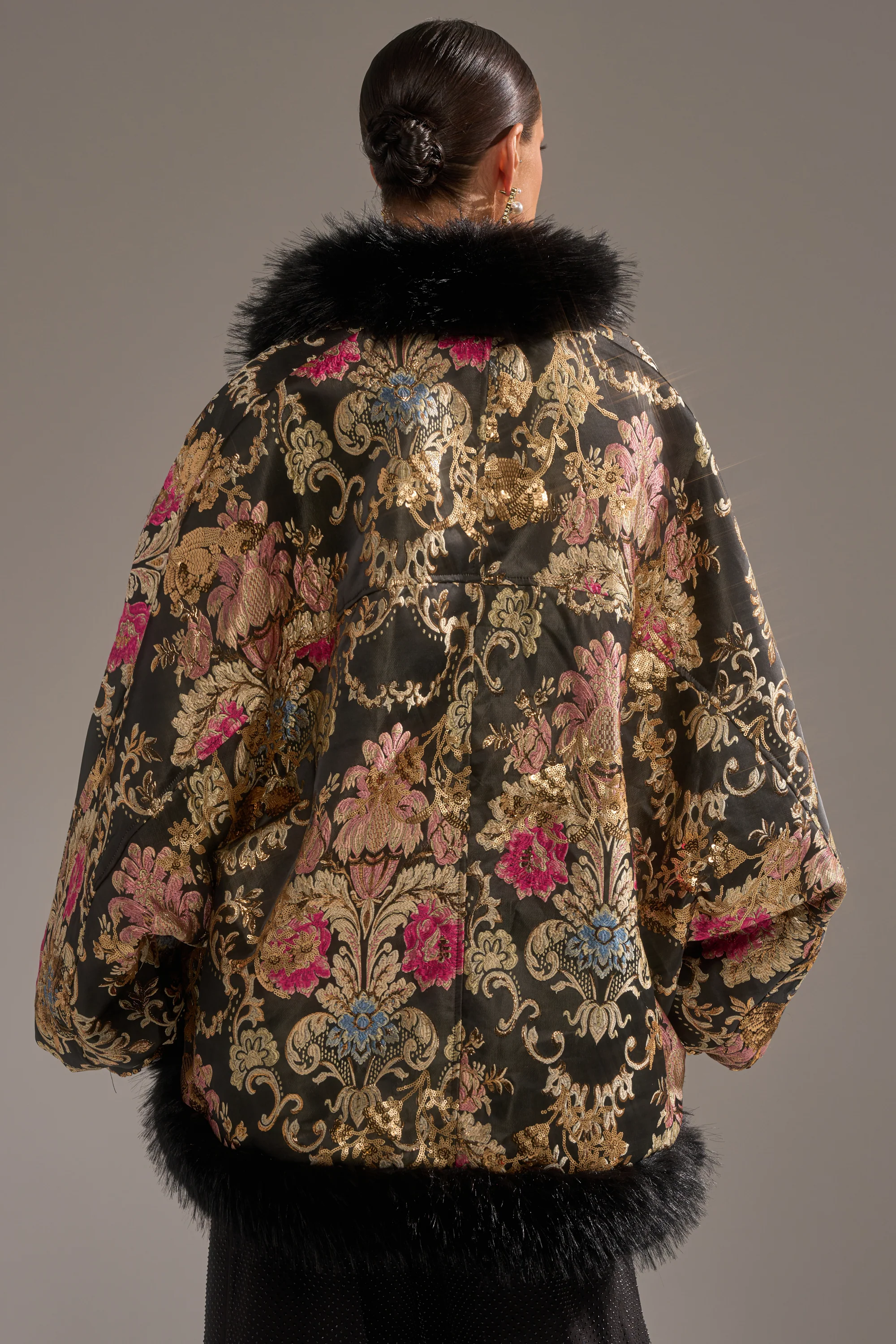 LOLA COCOON COAT IN BROCADE - Image 6