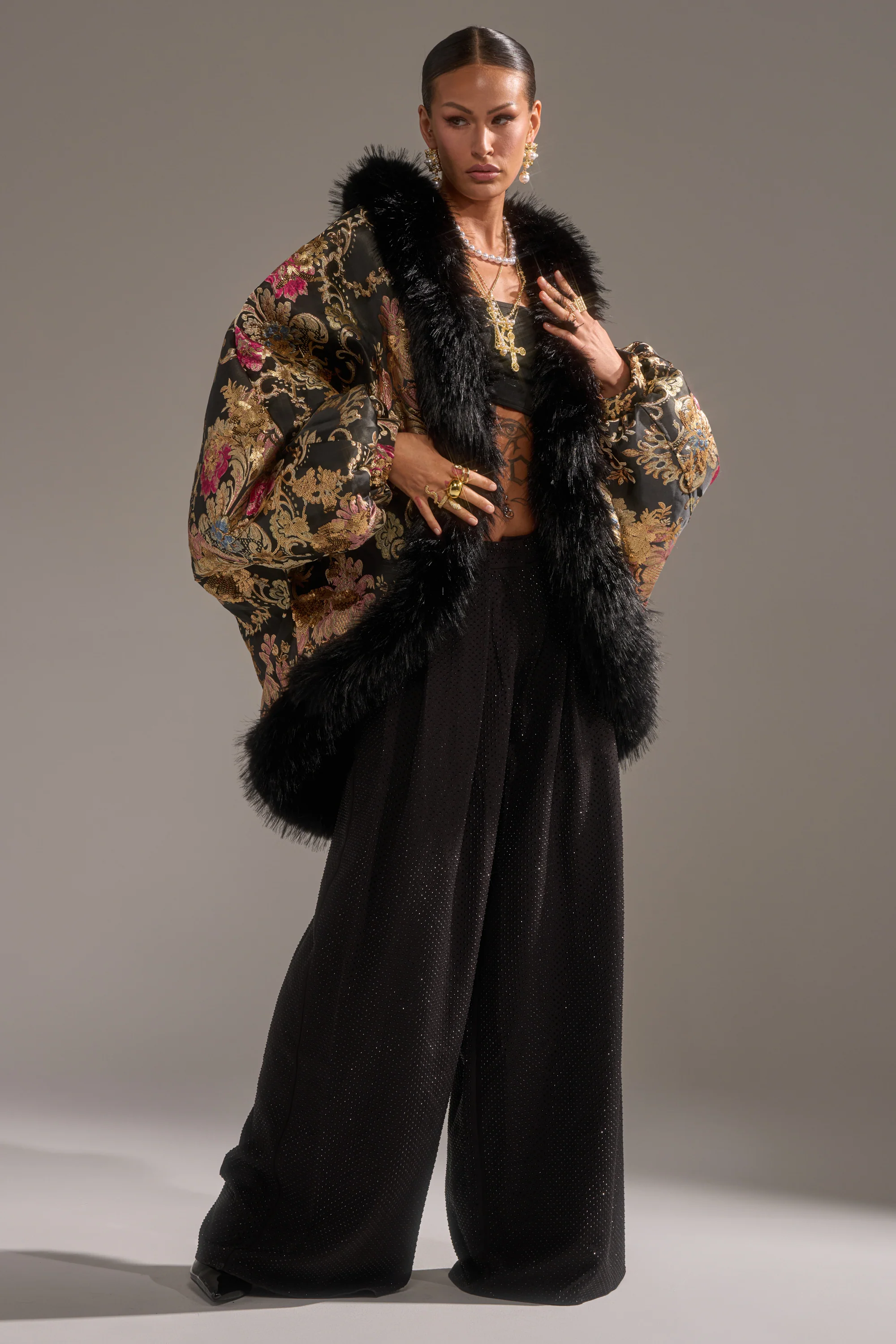 LOLA COCOON COAT IN BROCADE - Image 8