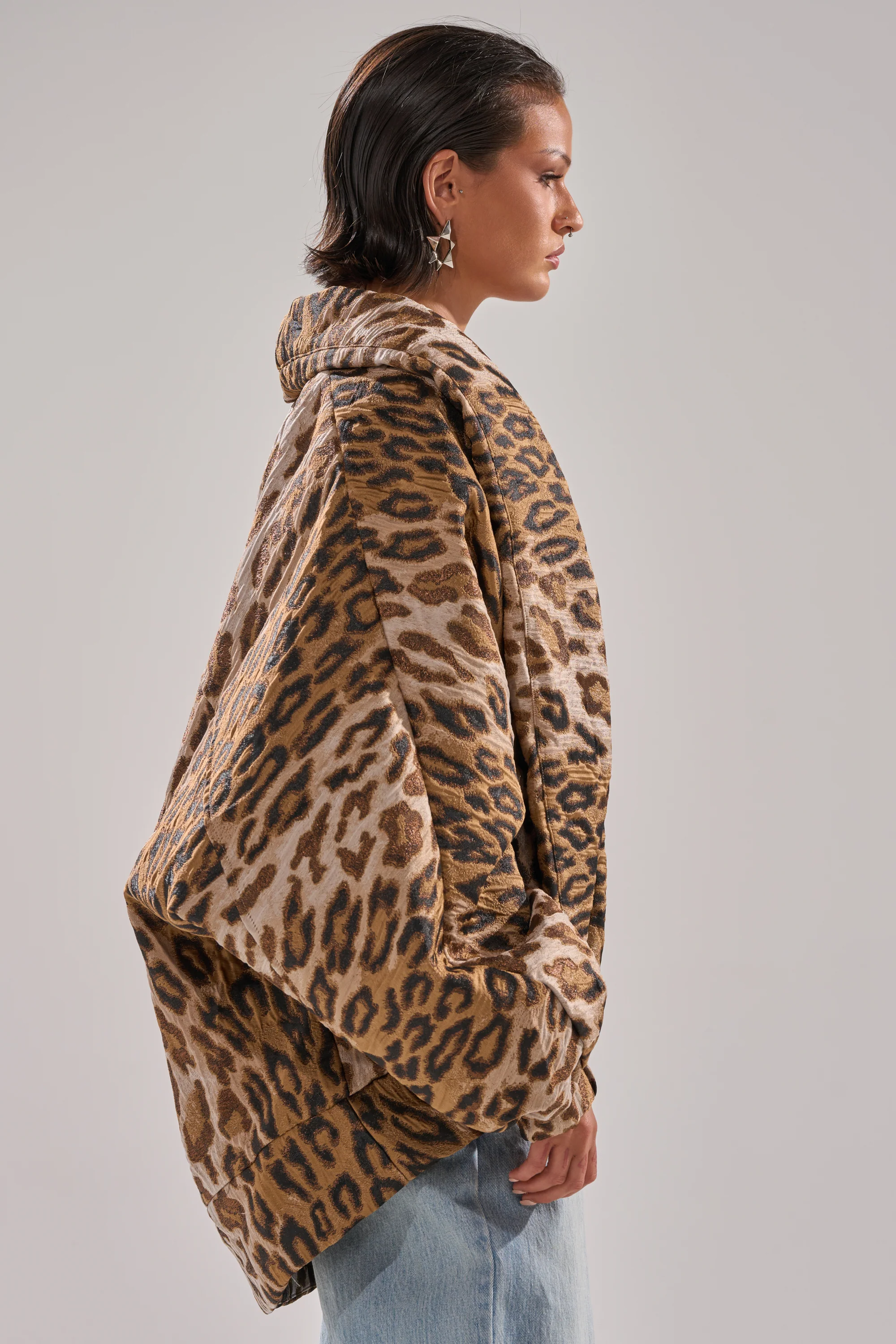 LOLA COCOON COAT IN JACQUARD - Image 4