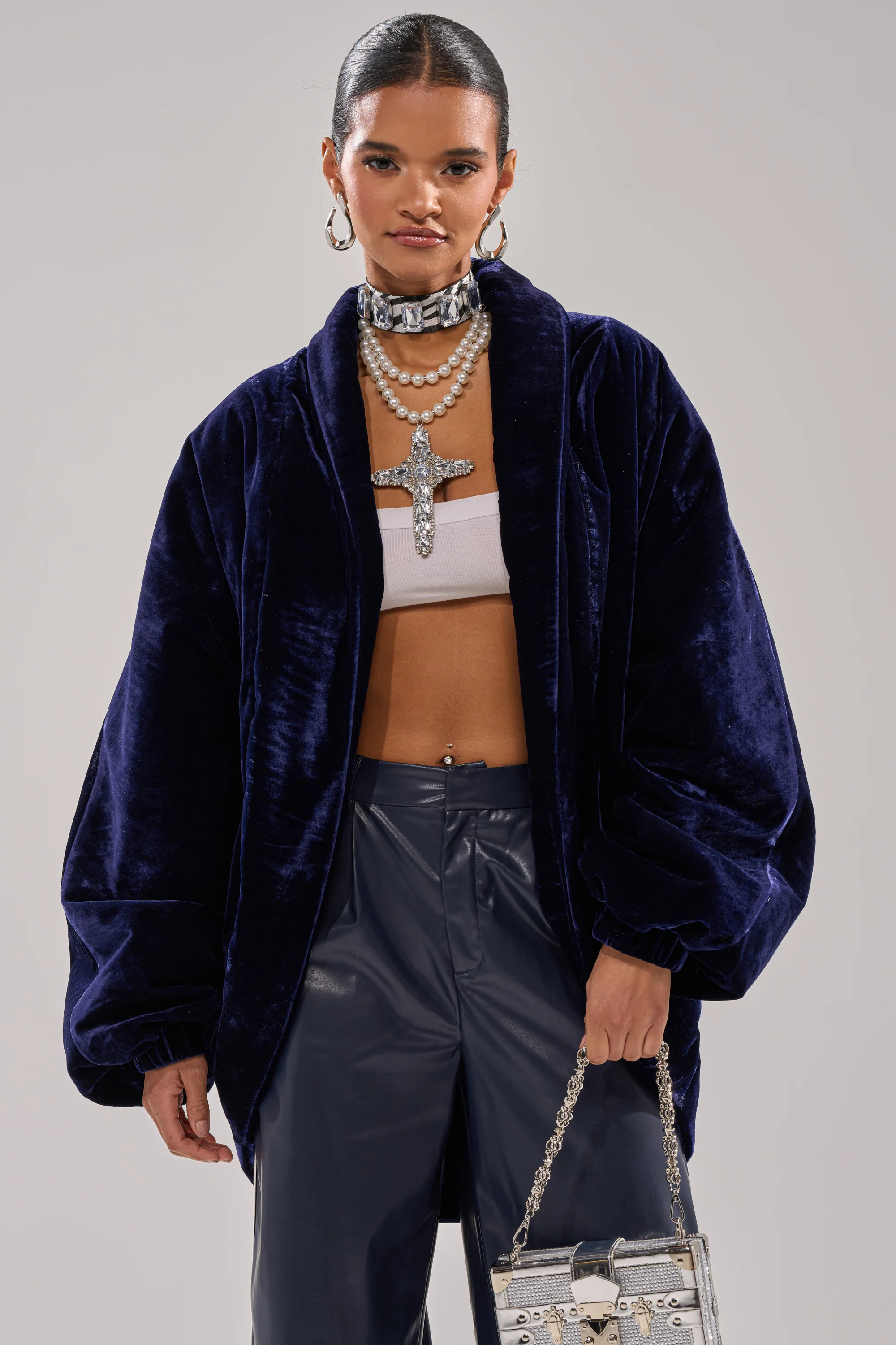 LOLA COCOON COAT IN VELVET