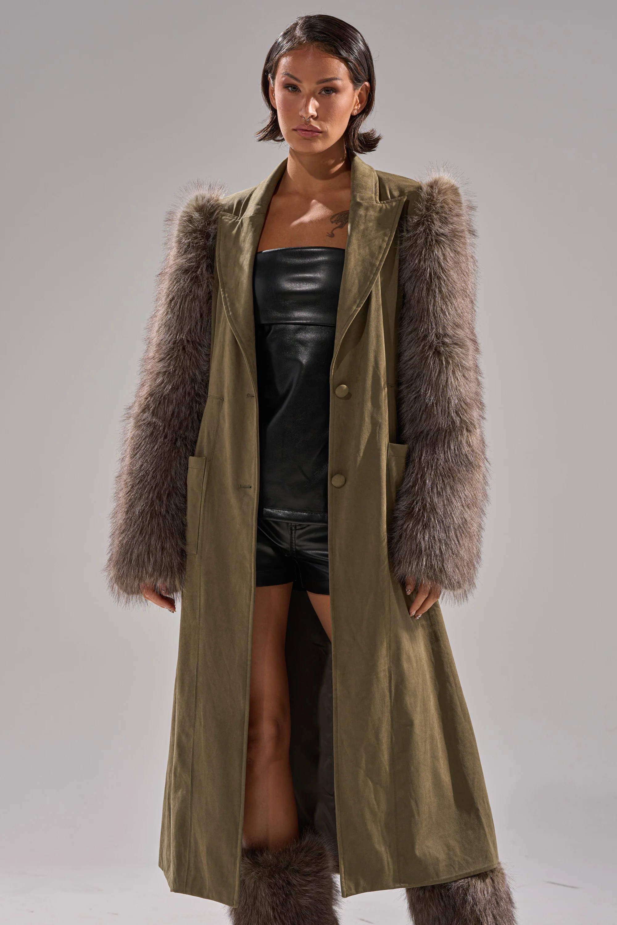 LOLITA FUR SLEEVE TRENCH - Image 2