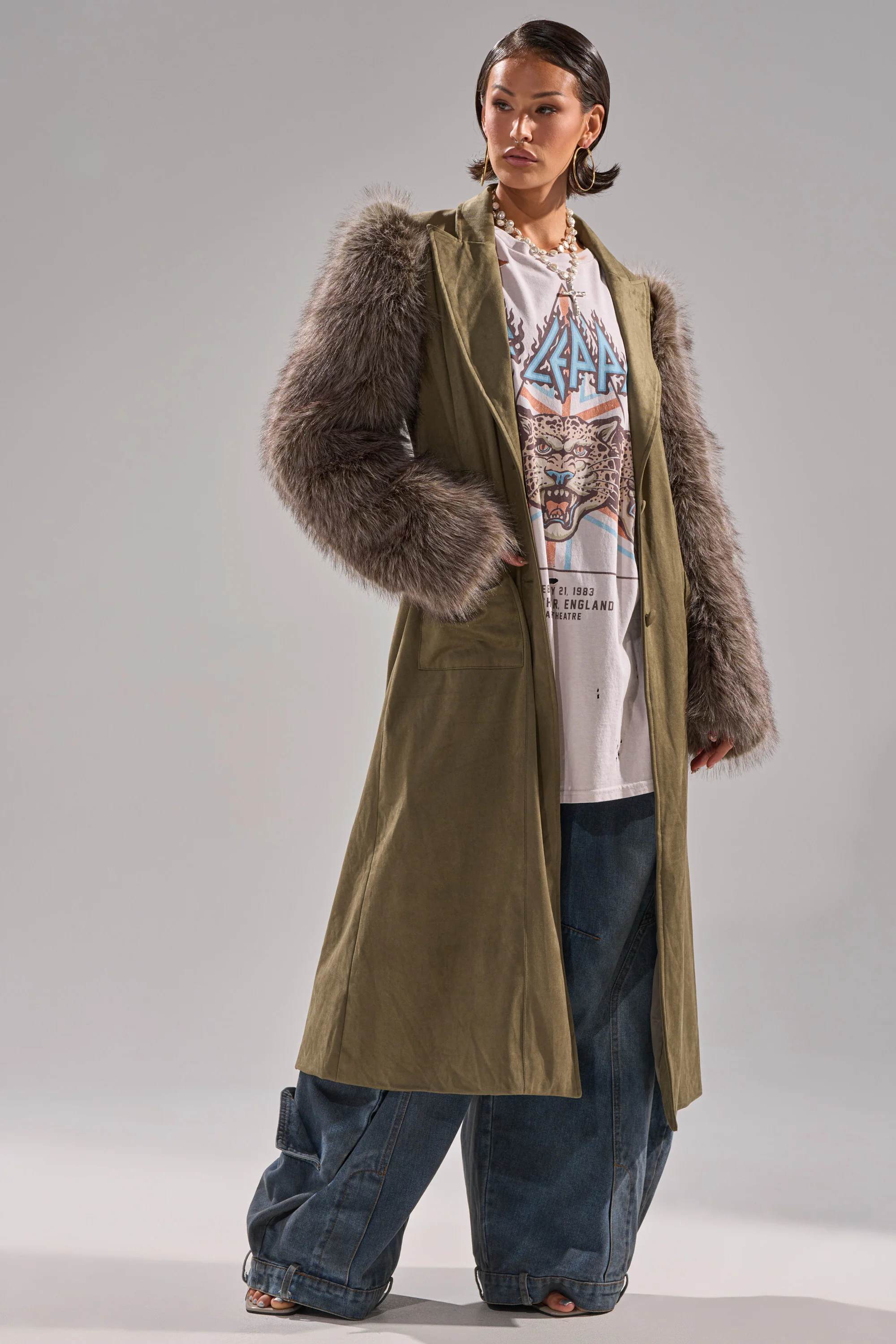LOLITA FUR SLEEVE TRENCH - Image 3
