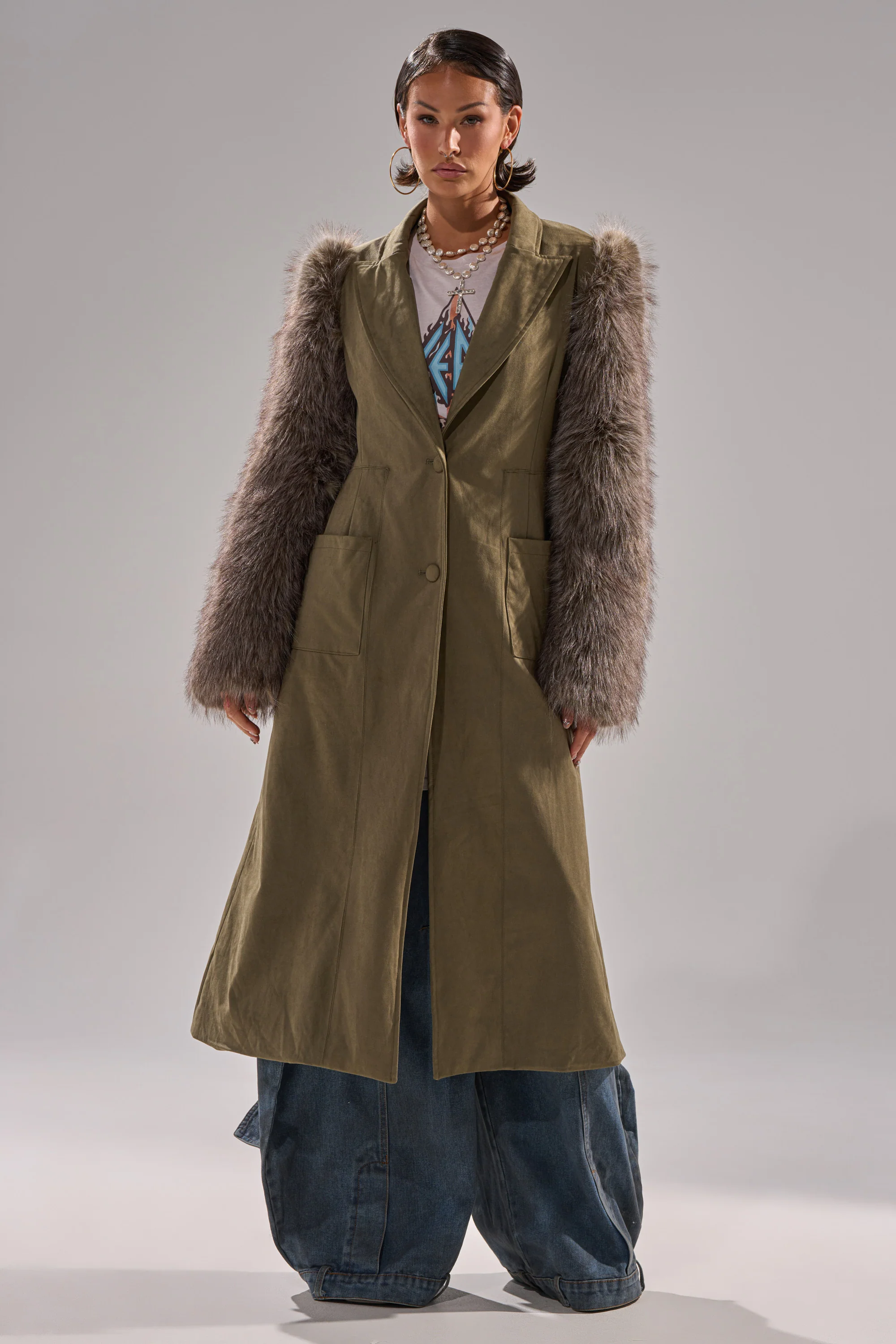 LOLITA FUR SLEEVE TRENCH - Image 4
