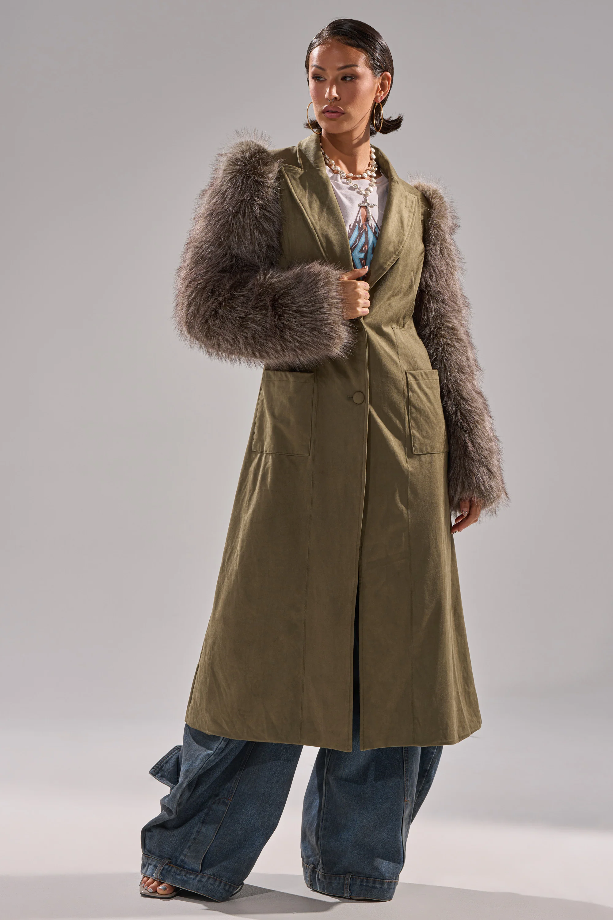 LOLITA FUR SLEEVE TRENCH - Image 8