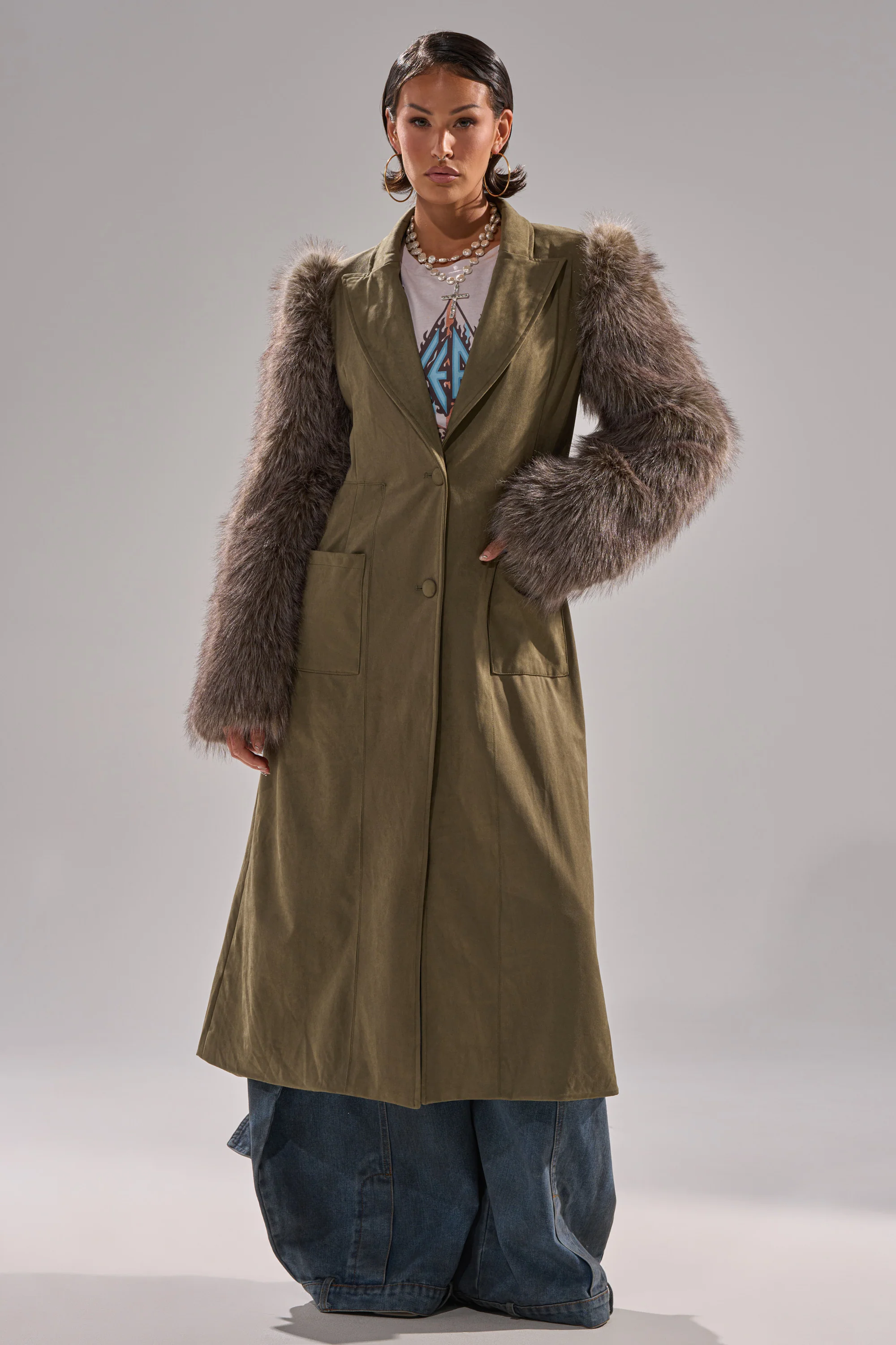 LOLITA FUR SLEEVE TRENCH - Image 9