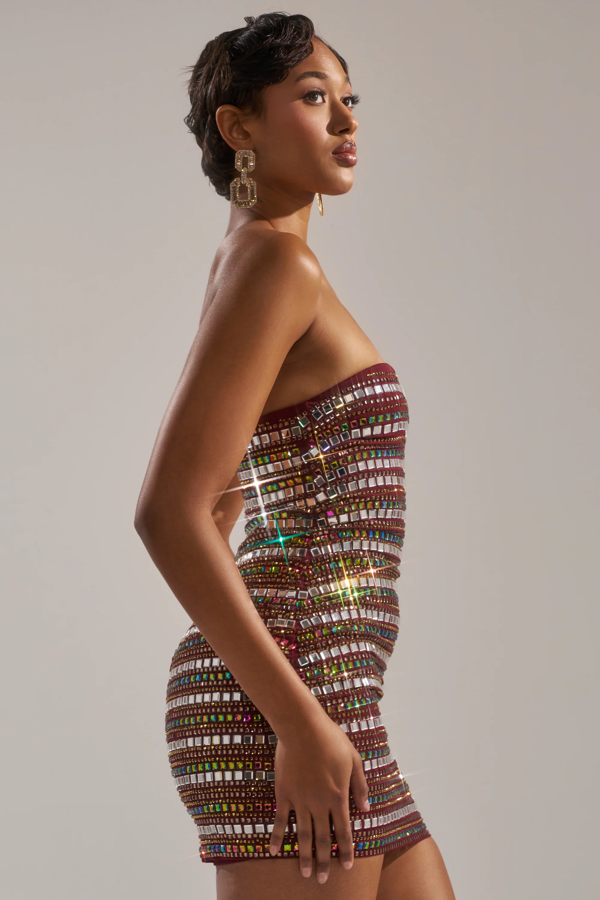 LOOK AT HER GLOW RHINESTONE MINI DRESS - Image 7
