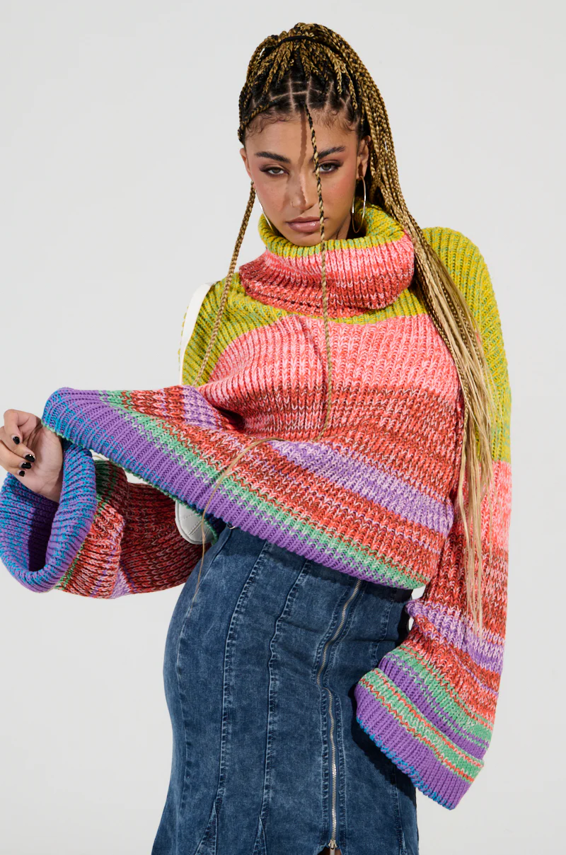 LOOK AT ME CHUNKY MULTI COLOR KNIT SWEATER - Image 2