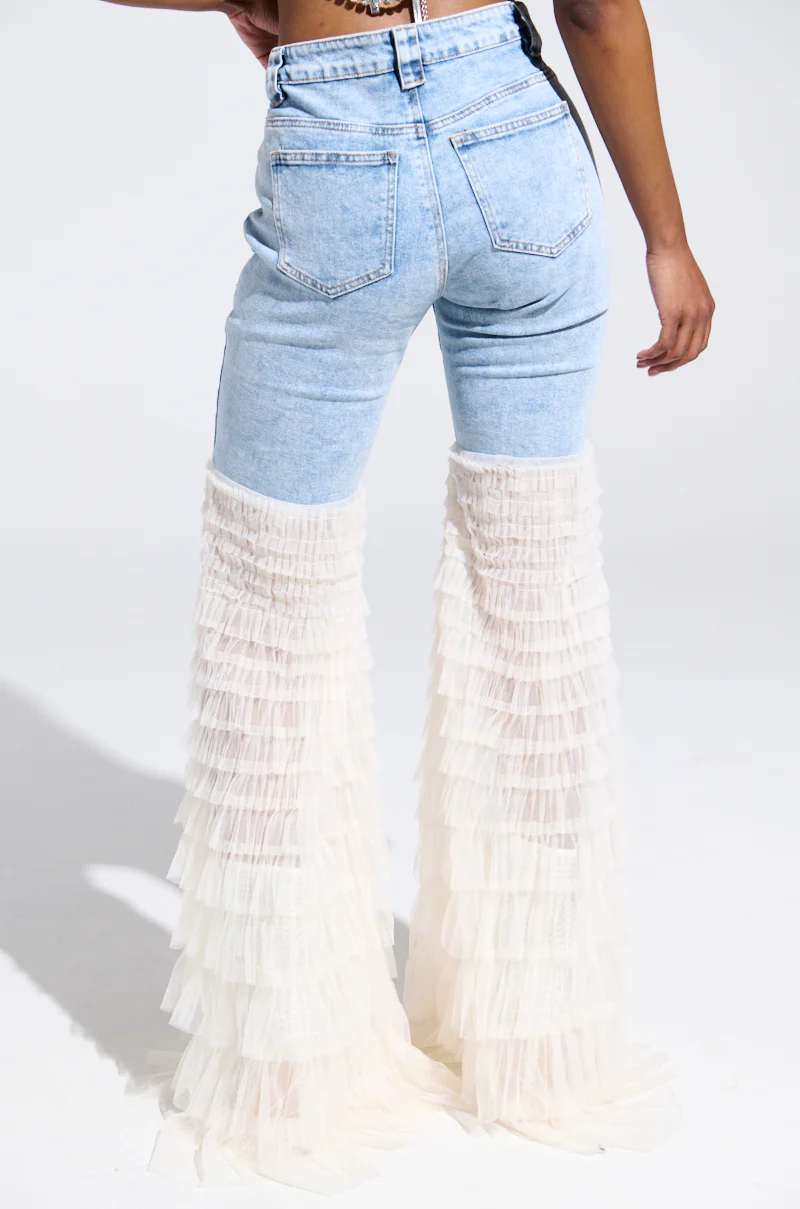 LOOK AT ME GO DENIM PANT WITH RUFFLE BOTTOM - Image 8