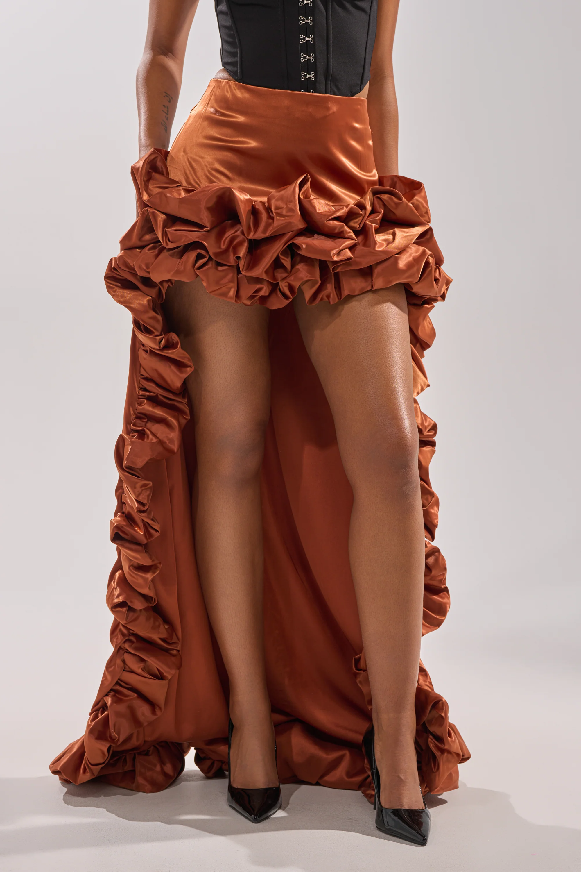 LOOK AT ME GO SATIN HIGH LOW SKIRT - Image 2