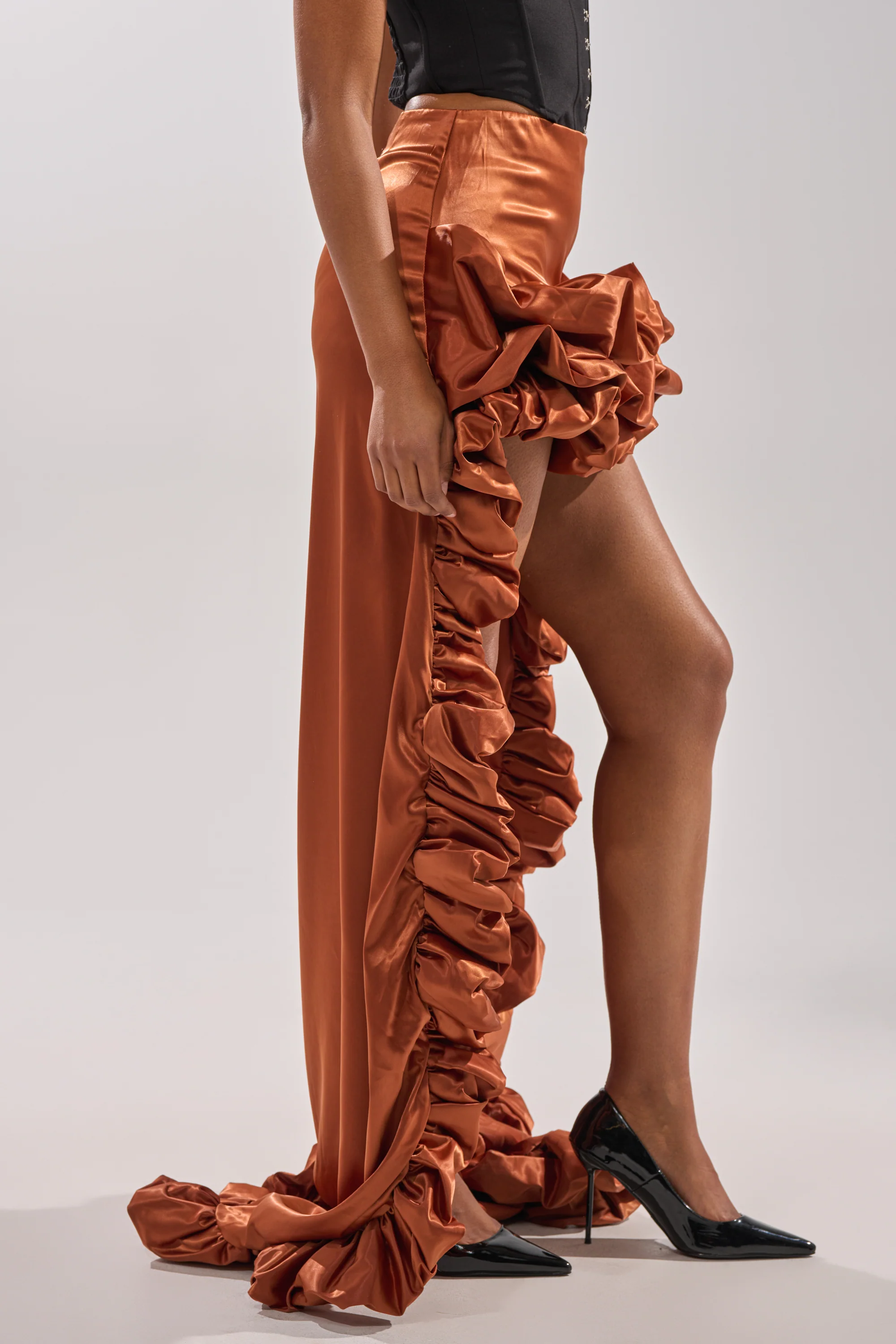 LOOK AT ME GO SATIN HIGH LOW SKIRT - Image 4