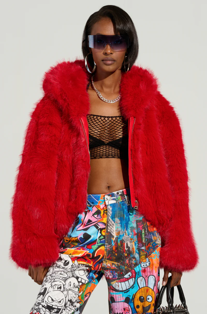 LOOK AT ME NOW HOODED FUR BOMBER - Image 2